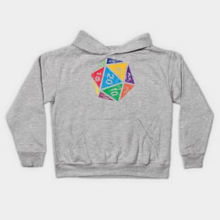 RPG Dice d20 | Distressed Multi Color Kids Hoodie